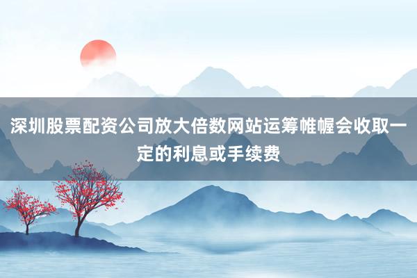 深圳股票配资公司放大倍数网站运筹帷幄会收取一定的利息或手续费