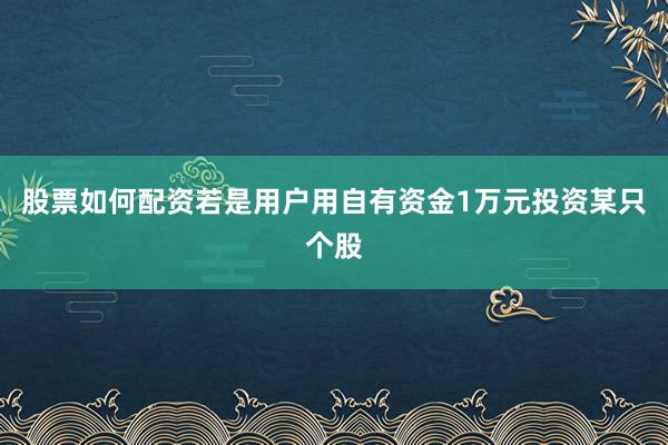 股票如何配资若是用户用自有资金1万元投资某只个股