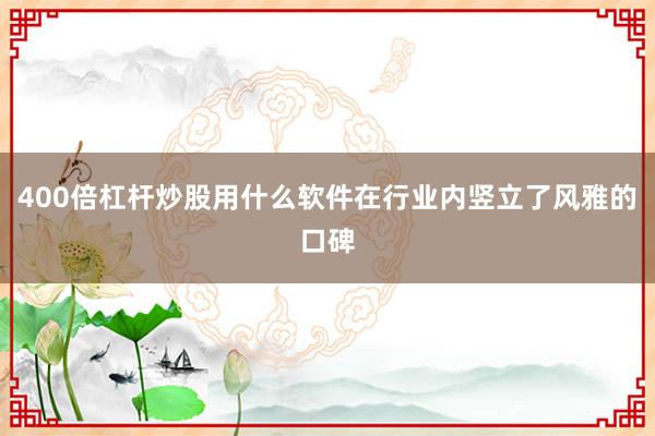 400倍杠杆炒股用什么软件在行业内竖立了风雅的口碑