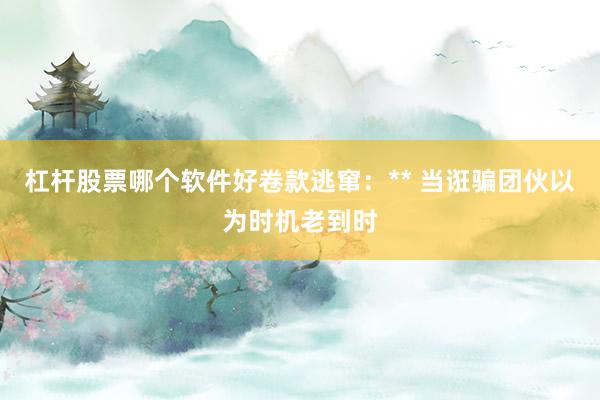 杠杆股票哪个软件好卷款逃窜：** 当诳骗团伙以为时机老到时